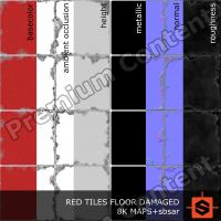 PBR red tiles floor damaged texture DOWNLOAD